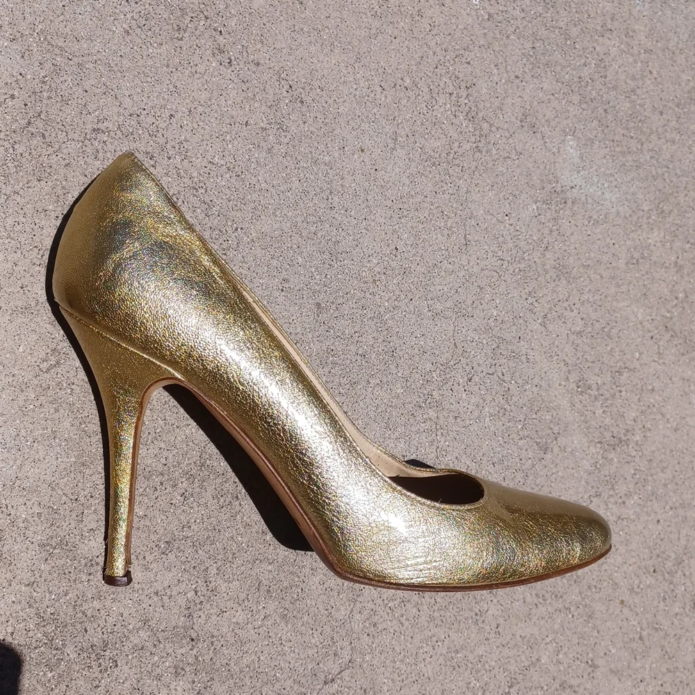 Michael Kors gold Stiletto Pump 8 heels shoe wedding  glam Party Y2k